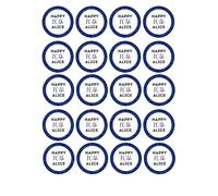 edible 20 x Birthday Personalised cupcake toppers ANY AGE uncut BLUE 16th/17th/18th/21st/30th/40th/50th/60th/70th (ICING PAPER)