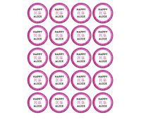edible 20 x Birthday Personalised cupcake toppers ANY AGE uncut PINK 16th/17th/18th/21st/30th/40th/50th/60th/70th (WAFER CARD)