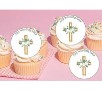 edible 20 x Christening/Baptism Personalised cupcake toppers UNCUT - Naming ceremony/Communion etc (wafer paper)