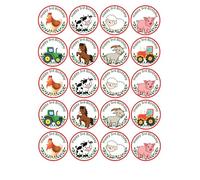 edible 20 x Farm Animal cupcake toppers NOT PRECUT. wafer card - Ages - 1st, 2nd, 3rd. 4th, 5th, 6th Birthday (Happy 3rd Birthday)