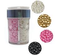 Edible 4 in1 Pearls Sugar Sprinkles 6 oz, Mix size Candy Pearl for Cake Decorating and Cupcake Toppers Cookie Decorations Ice Cream Topping Wedding Halloween Christmas(White,Black,Gold,Pink)
