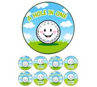 edible 7" - 1st First birthday theme Cake topper and 28 cupcake toppers - NOT PRECUT. wafer card - Designs - Teddy bear/Bunny/berry/Wild one/Hole one/dinosaur (Hole in One)