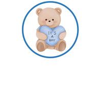 edible 7" Baby Shower theme Cake topper and 28 x cupcake toppers NOT PRECUT. wafer card - Bee - Bearly wait - About to pop (Blue Teddy)