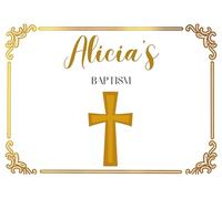 EDIBLE A4 Baptism Personalised cake topper - premium icing sheet style 2