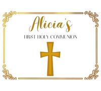 EDIBLE A4 First Holy communion Personalised cake topper - premium icing sheet - style 2
