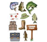 Edible A4 Fishing Fish theme Cake topper set Cake decorations NOT-PRECUT