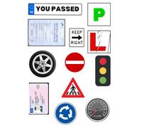 Edible A4 Learner driver road signs theme Cake topper set Cake decorations NOT-PRECUT passed test congrats
