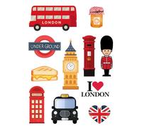 Edible A4 London Brtitish theme Cake topper set Cake decorations NOT-PRECUT Bear, Marmalade Sandwich, underground, Bear