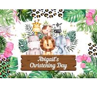 EDIBLE A4 Personalised Safari cake topper Baby shower/Baptism/Christening/Birthday - premium icing sheet - Girl