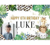 EDIBLE A4 Photo Personalised SAFARI ANIMAL cake topper - premium icing sheet Your photo - Birthday/Boy