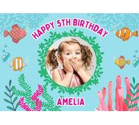 EDIBLE A4 Photo Personalised UNDER THE SEA cake topper - premium icing sheet Your photo - Girl