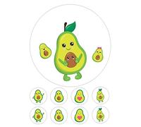 edible Avocado Birthday kids childrens party decorations style Round 7.5 inch party decoration Topper on Icing/Fondant/Frosting Sheet