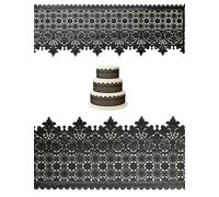 Edible Black Lace Strips - 12” x 4” - Set of 2 - Flexible Ready-to-Use Cake Ribbon Decoration for Wedding, Birthday & Party Cakes, Cupcakes and Desserts