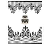 Edible Black Lace Strips - Set of 2-13” x 4.5” - Flexible Ready-to-Use Cake Ribbon Decoration for Wedding, Birthday & Party Cakes, Cupcakes and Desserts