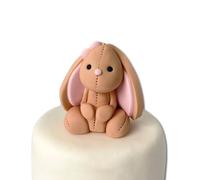 Edible Brown Bunny Cake Toppers - 3D Sugar Fondant Animal Figure - Kids Birthday Decorations - Handmade Present (bunny)