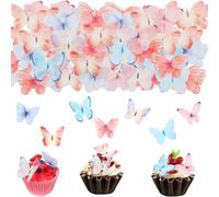Edible Butterfly Cupcake Toppers 3D Edible Butterfly Cake Topper，Decoration Picks Wedding Baby Shower Party Wedding Anniversary Birthday Cupcake Decoration，Birthday Party Scene