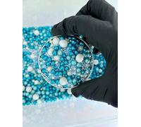 Edible Cake Sprinkles - Blue & White Metallic Sugar Pearls - 45g - Mixed Sizes (2mm, 4mm, 7mm) - Edible Decorations for Cupcakes, Cakes, Cookies & Baking - by YAYSPRINKLES