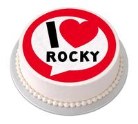 Edible Cake Topper - I Love Rocky Boxing - Round Circle Edible Premium Icing Sheet, Birthday Cake Decoration, Any Size 4-7.5 Inch