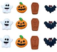 Edible candy cake decoration 4 shapes 3 tombstones 3 pumpkins 3 bats and 3 ghosts combination cake topping Halloween cake cupcake ice cream Dim sum decoration