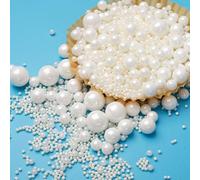 Edible Candy Cake Decoration White Pearls 120g/ 4.23 Ounces Birthday Halloween Thanksgiving Christmas party Team Dinner Cake Cupcake Cookies for Dessert Sprinkles cake decorating
