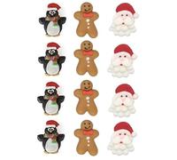 Edible Christmas Cake Cupcake Decorations Santa, Penguin, Gingerbread man x12 (C)