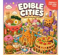 Edible Cities: A Kawaii Coloring Book for Adults | 40 Whimsical Food City Scenes with Bold & Easy Designs for Stress Relief and Relaxation | Cute Hand-Drawn Illustrations of Fantastical Food Worlds