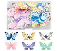 Edible Cupcake Topper - GLADFRESIT - 70 Pcs Multicolour Edible Flower Cake Decorations for Birthday Holiday Party Wedding Cake Decoration Single Edible Wafer Paper Colorful Butterfly