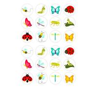 edible cute Bugs insects 24 kids childrens party decorations Iced Cake Toppers Icing Cupcake Topper Edible Fairy Cake Bun Frosting Round