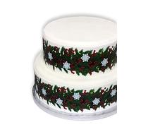 Edible Decor Icing Sheet Christmas Red Berry and Snowflake Border Ribbon - Perfect for Decorating Your Cakes- Easy to Use