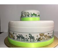 Edible Decor Icing Sheet Cute Jungle Animals Border Ribbon - Perfect for Decorating Childrens cakes- Easy to Use