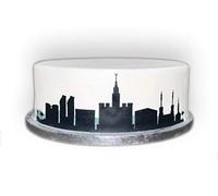 Edible Decor Sheet Black & White Silhouette Mecca City Skyline Border Ribbon - Perfect for Decorating Larger Cakes- Easy to Use