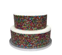 Edible Decor Sheet Coloured Sprinkles Hundreds & Thousands Effect Border Ribbon - Perfect for Larger cakes - Easy to Use