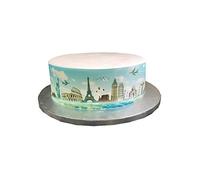 Edible Decor Sheet Famous World Landmarks Travel Skyline Border Ribbon - Perfect for Decorating Larger Cakes- Easy to Use