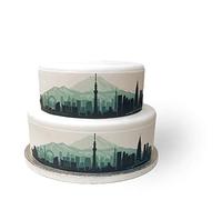 Edible Decor Sheet Japan Tokyo Skyline Silhouette City Border Ribbon - Perfect for Decorating Your Cakes- Easy to Use