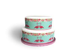 Edible Decor Sheet Tropical Pink Flamingo Flower Border Ribbon - Perfect for Decorating Larger Cakes- Easy to Use