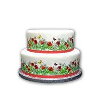 Edible Decor Sheet Wild POPPY & Daisy Flower Themed Border Ribbon - Perfect for Larger cakes - Easy to Use