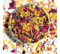 Edible Flower Petals - 50g - Sunshine Blend of Dried Natural Magenta Rose, Blue Cornflower with Yellow and Orange Marigold - Certified Food Grade (506)