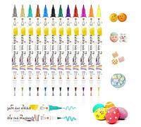 Edible Food Colouring Pens 12Pcs,Dual Sided Food Grade Icing Pens and Edible Markers with Fine&Thick Tip,Edible Food Pens Gourmet Writers for Cakes,Cookies,Fondant,Frosting,Easter Eggs,Desserts Decor