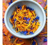 Edible Freeze Dried 'Sunburst' Flower Petal Mix - 600ml - Orange & Yellow Marigold with Blue Cornflower - Food Grade (418)