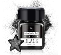 Edible Glitter - 1oz Luster Dust Edible Food Grade Coloring Glitter for Cake Decorating, Baking, Drinks - Shimmer Dust Powder, Metallic Color Dusting Powder for Icing, Fondant, Candy, Cookie (Black)
