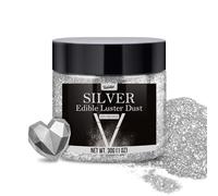 Edible Glitter - 30g / 1oz Luster Dust Edible Glimmer Powder for Sparkling Drinks, Foods, Wine, Cake - Food Grade Shimmer Dust Powder for Baking, Beverage, Cookies Decoration (Silver)