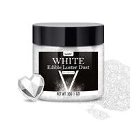 Edible Glitter - 30g / 1oz Luster Dust Edible Glimmer Powder for Sparkling Drinks, Foods, Wine, Cake - Food Grade Shimmer Dust Powder for Baking, Beverage, Cookies Decoration (White)