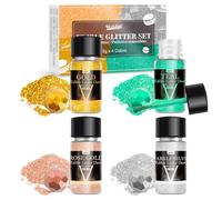 Edible Glitter - 4 Colors Food Grade Luster Dust Edible Set, Easter Edible Glitter for Drink, Cocktail, Cupcake, Cookie, Candy, Glimmer Sprinkle Powder for Party Food, Baking, Beverage, 5g/Bottle