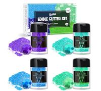Edible Glitter - 4 Colours Luster Dust Edible Glimmer Powder for Sparkling Drinks, Foods, Wine, Beverage, Cake - Food Grade Shimmer Dust Powder for Baking, Cocktails, Cupcakes Decoration - 5g Bottles