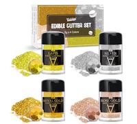 Edible Glitter - 4 Colours Luster Dust Edible Glimmer Powder for Sparkling Drinks, Foods, Wine, Beverage, Cake - Food Grade Shimmer Dust Powder for Cocktails, Baking, Cupcakes Decoration - 5g Bottles