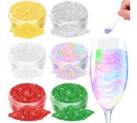 Edible Glitter - 6 Colors Food Grade Lust Duset Edible Set for Drinks, Iridescent Edible Cake Decoration, Drinks Shimmer Powder, Food Colouring Sprinkles, Vegan, Gluten-Free- 5g/Each