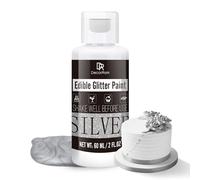 Edible Glitter - 60ml Metallic Cake Paint for Baking & Decorating - Food Grade Shimmer Art Paint for DIY Cookie, Fondant (Silver)