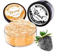 Edible Glitter for Drinks - 2 Colours Sparkling Edible Cake Decorations Set, edible glitter for cakes, Bakery, Drink Glitter for Cocktail, Edible Lustre Dust Black & Orange - 5g/each