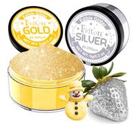 Edible Glitter for Drinks - Fidton 2 Colours Sparkling Edible Cake Decorations Set, Gold Lustre Dust Edible & Silver Cake Decorations, Cake Glitter for Bakery, Cocktail, Fondant, Macaroon - 5 g/each