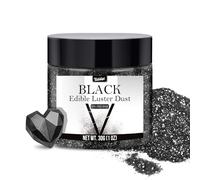 Edible Glitter for Halloween - 30g / 1oz Luster Dust Edible Glimmer Powder for Sparkling Drinks, Foods, Wine, Cake - Food Grade Shimmer Dust Powder for Baking, Beverage, Cookies Decoration (black）
